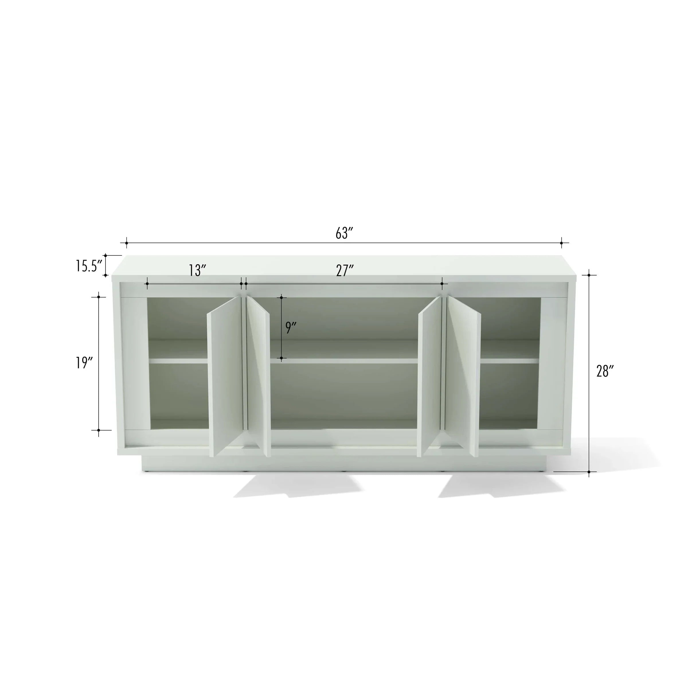 Anderson Teak Paraggi Sideboard White - Solid Teak Wood Buffet Cabinet with 2 Doors & 3 Drawers - Perfect for Dining Room Storage & Living Room Organization (Model SB PW 6316)