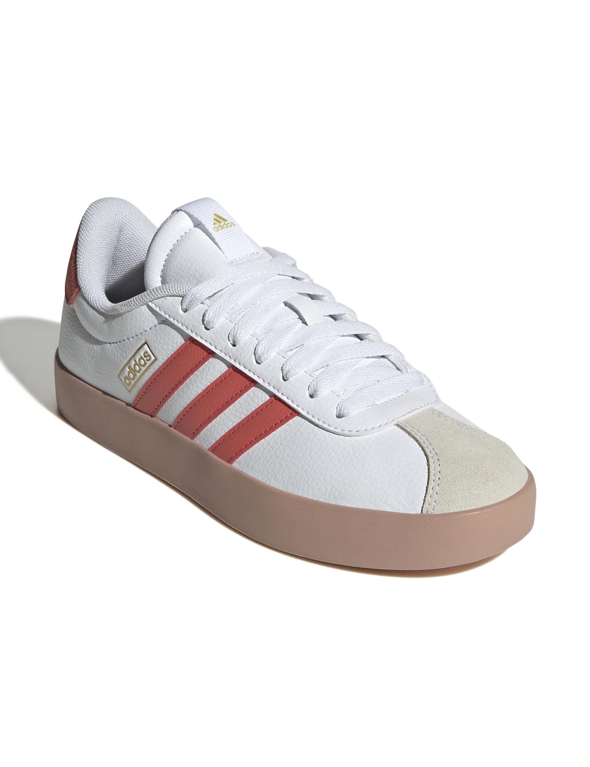VL Court 3.0 Sneakers - Cloud White/Preloved Scarlet/Gold Metallic - Women's Tennis Shoes for Casual Wear & Sports Performance