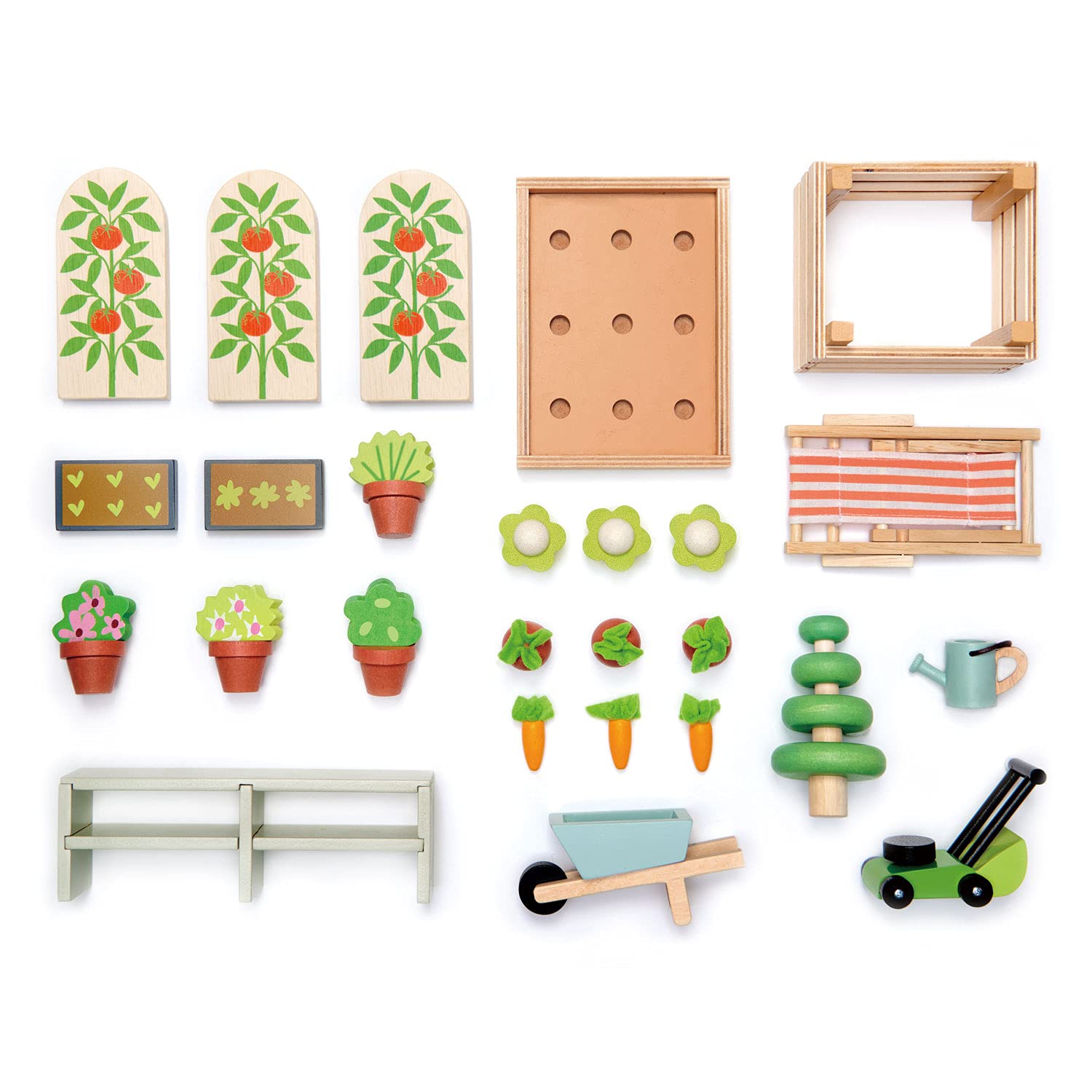 Tender Leaf Toys - 28 Pcs Wooden Greenhouse Garden Playset, Natural Pretend Play Farm Toys for Kids - Educational Harvest Gardening Kit for Imaginative Play - Perfect for Indoor/Outdoor Playtime - Ages 3+