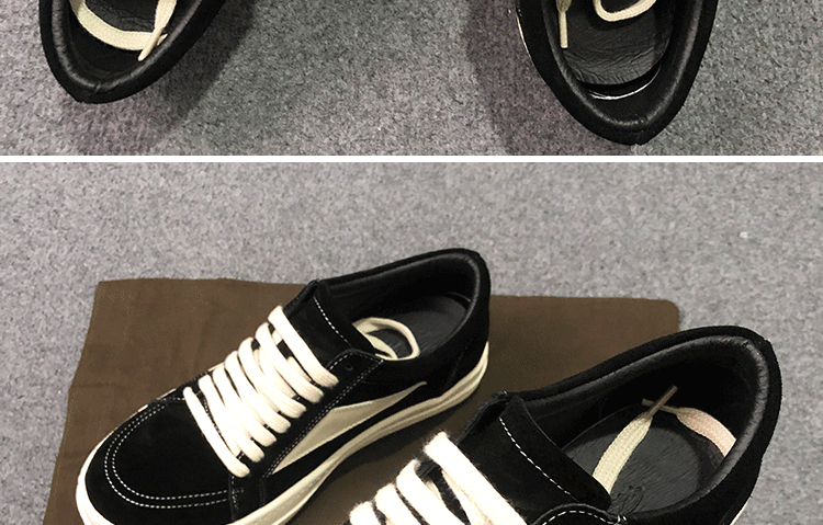 Rick Owens RO 22SS Correct Edition Dark Suede Leather Low Top Sneakers - Men's Luxury Streetwear Shoes for Casual Wear & Fashion Outfits