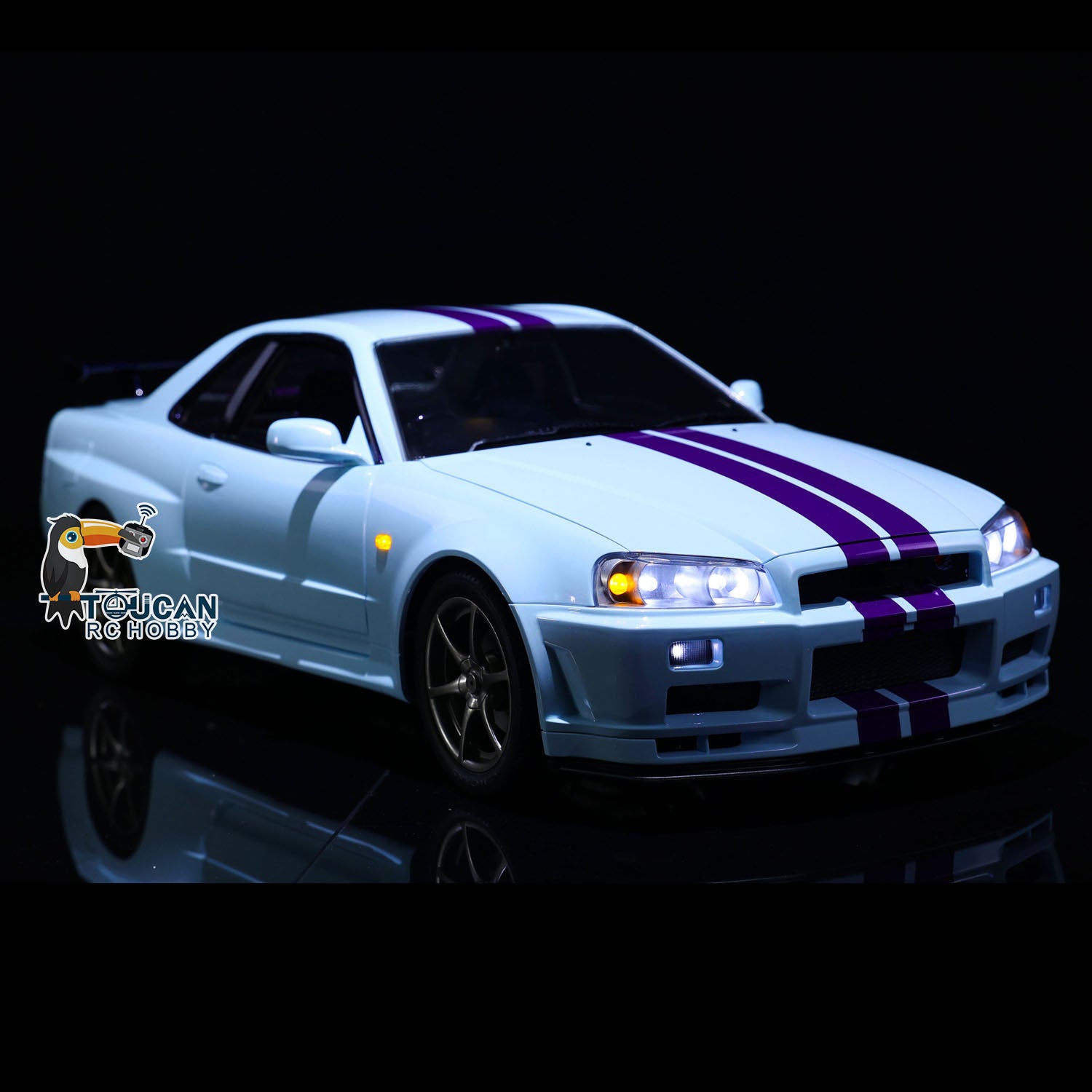 1/8 Scale R34 RC Racing Car 4WD High Speed Remote Control Drift Car with Metal Chassis, Smoke & Sound Effects - Ready to Run (RTR) - Perfect for Off-Road Racing, Drifting & Backyard Fun