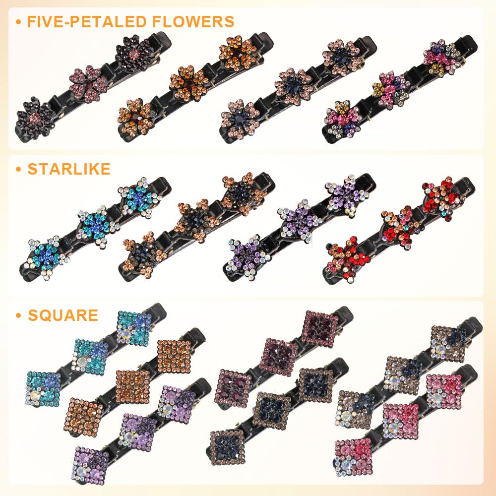 Sparkling Crystal Hair Clips for Women & Girls - Flower Design for Parties & Weddings