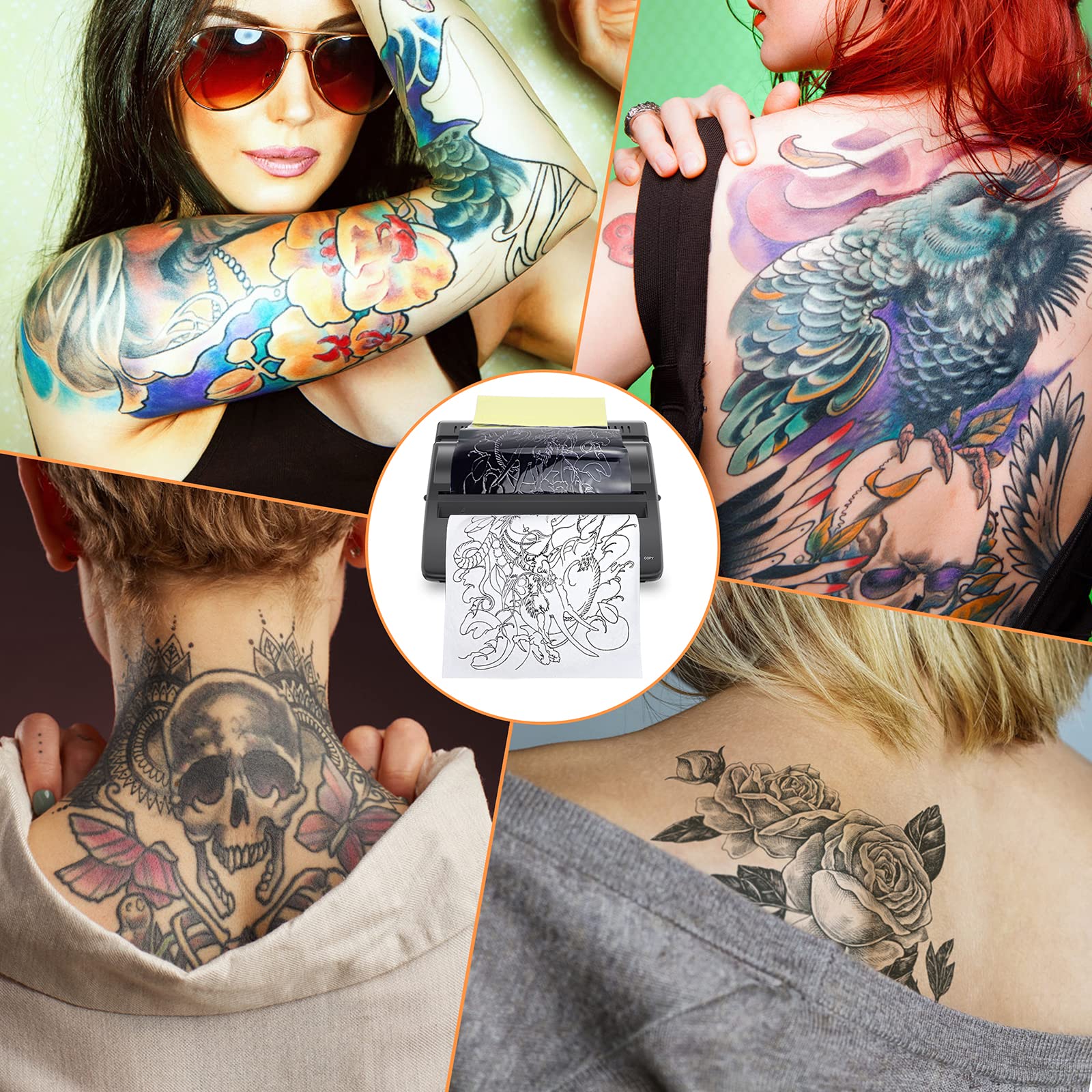Professional Tattoo Stencil Printer Machine - Thermal Copier for Tattoo Transfer, Drawing & Stencil Making with 20 Tattoo Transfer Papers | Perfect for Tattoo Artists, Studios & DIY Tattoo Enthusiasts
