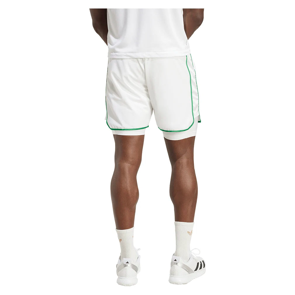 Men's 7 Inch Tennis Shorts with Compression Liner - Breathable White Athletic Shorts for Running, Gym & Sports Training