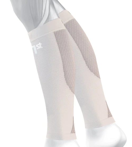 CS6 Performance Calf Sleeves - White Compression Leg Sleeves for Running, Cycling & Sports Recovery - Breathable & Supportive for Men & Women