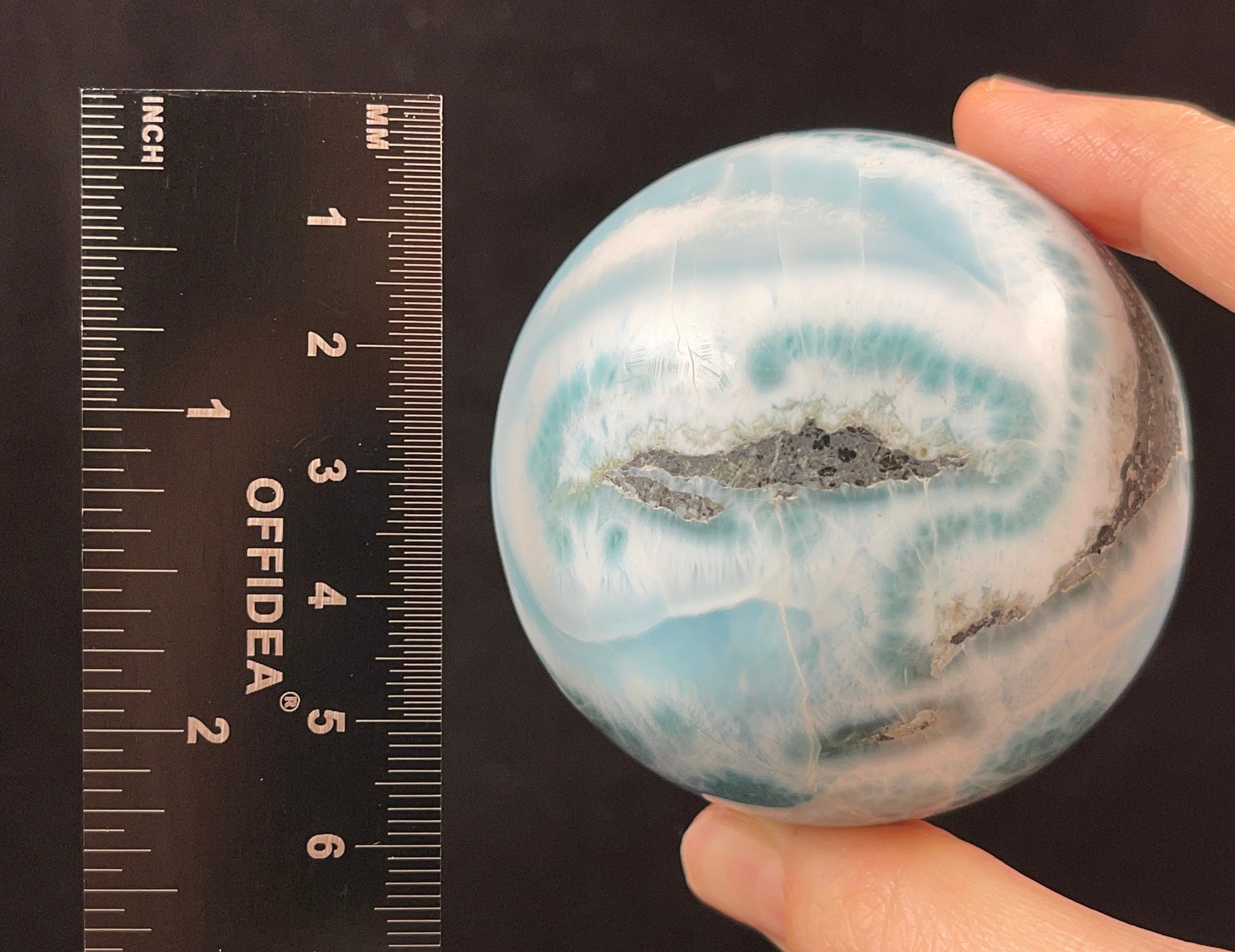 LARIMAR Crystal Sphere - Healing Crystal Ball for Meditation, Housewarming Gift, Home Decor, Feng Shui, 52391 | Perfect for Yoga, Reiki, and Spiritual Healing
