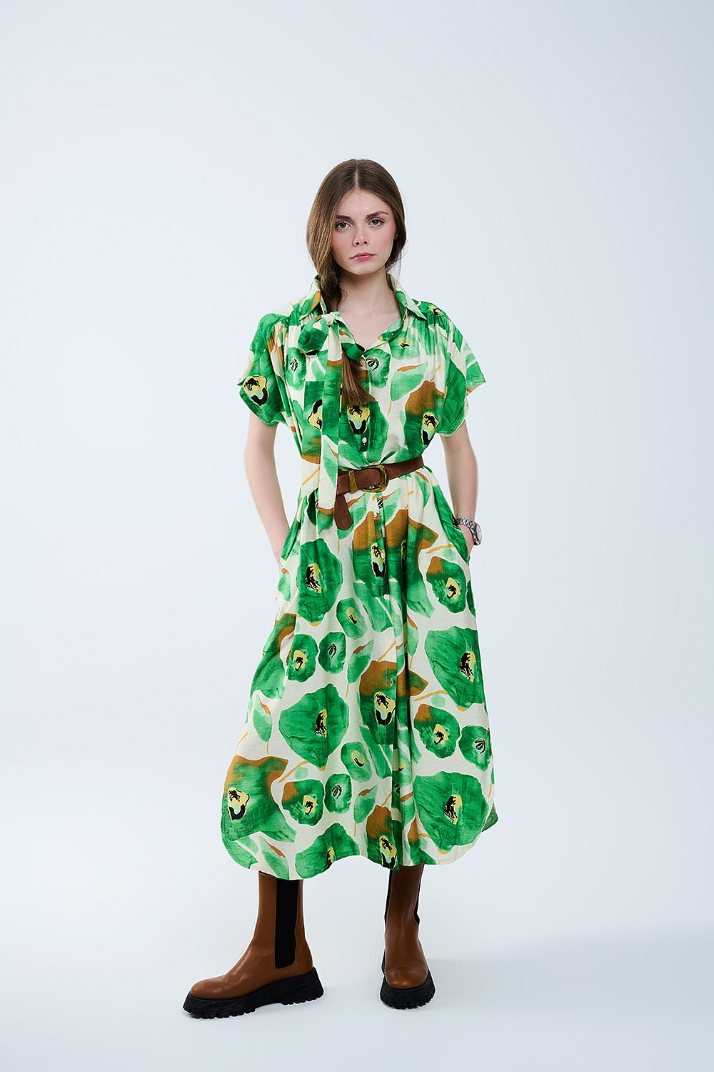 Floral Bliss Robe in Warm Green Tones - Soft & Comfortable Loungewear for Spa, Yoga, and Relaxation at Home