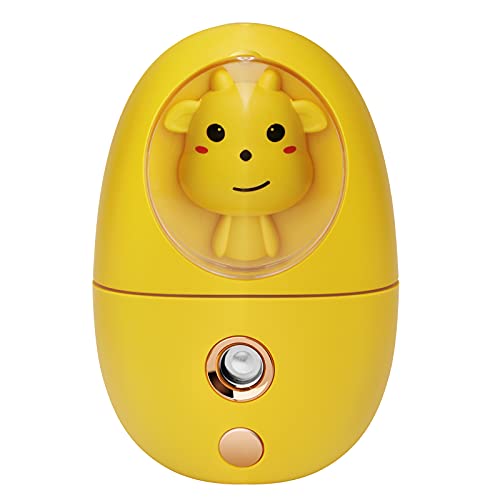 Portable Nano Facial Steamer 35ml - Mini Hydrating Face Mister Sprayer for Skincare, Travel & Makeup | Cute Cartoon Girl Design (Yellow) | Perfect for Home, Office, Gym & On-the-Go Hydration