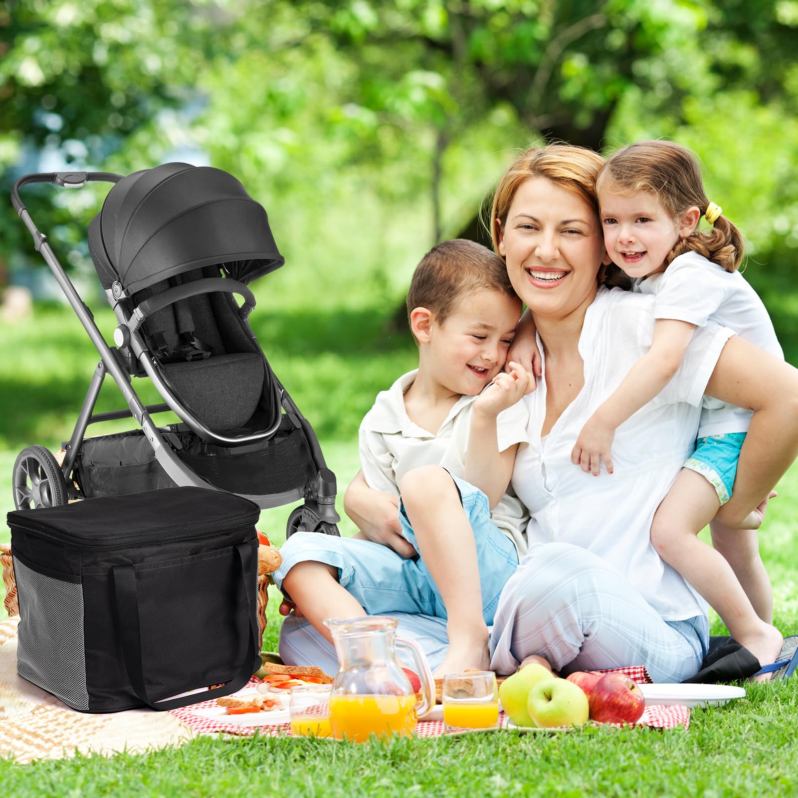 UPPAbaby Stroller Cooler - Universal Insulated Wagon Cooler & Organizer with Large Capacity - Fits Strollers, Wagons, Walkers & Wheelchairs - Perfect for Outdoor Activities, Picnics, Beach Trips & Family Outings - Black