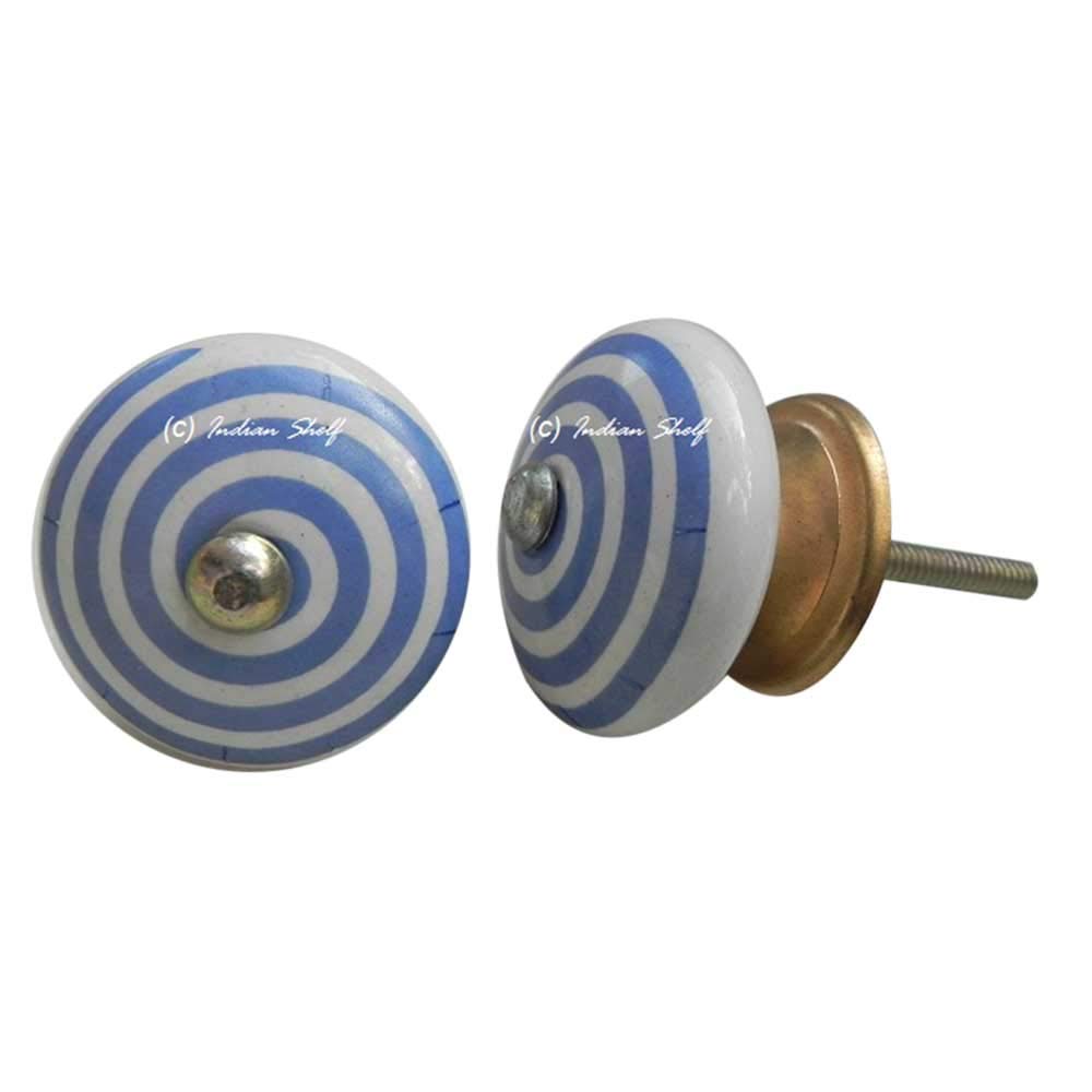 4 Pack Blue Ceramic Stripe Drawer Knobs - Premium Kitchen Cabinet Hardware & Dresser Pulls - Elegant Decorative Handles for Home Furniture (Perfect for Kitchen Cabinets, Dressers, Nightstands & DIY Projects)