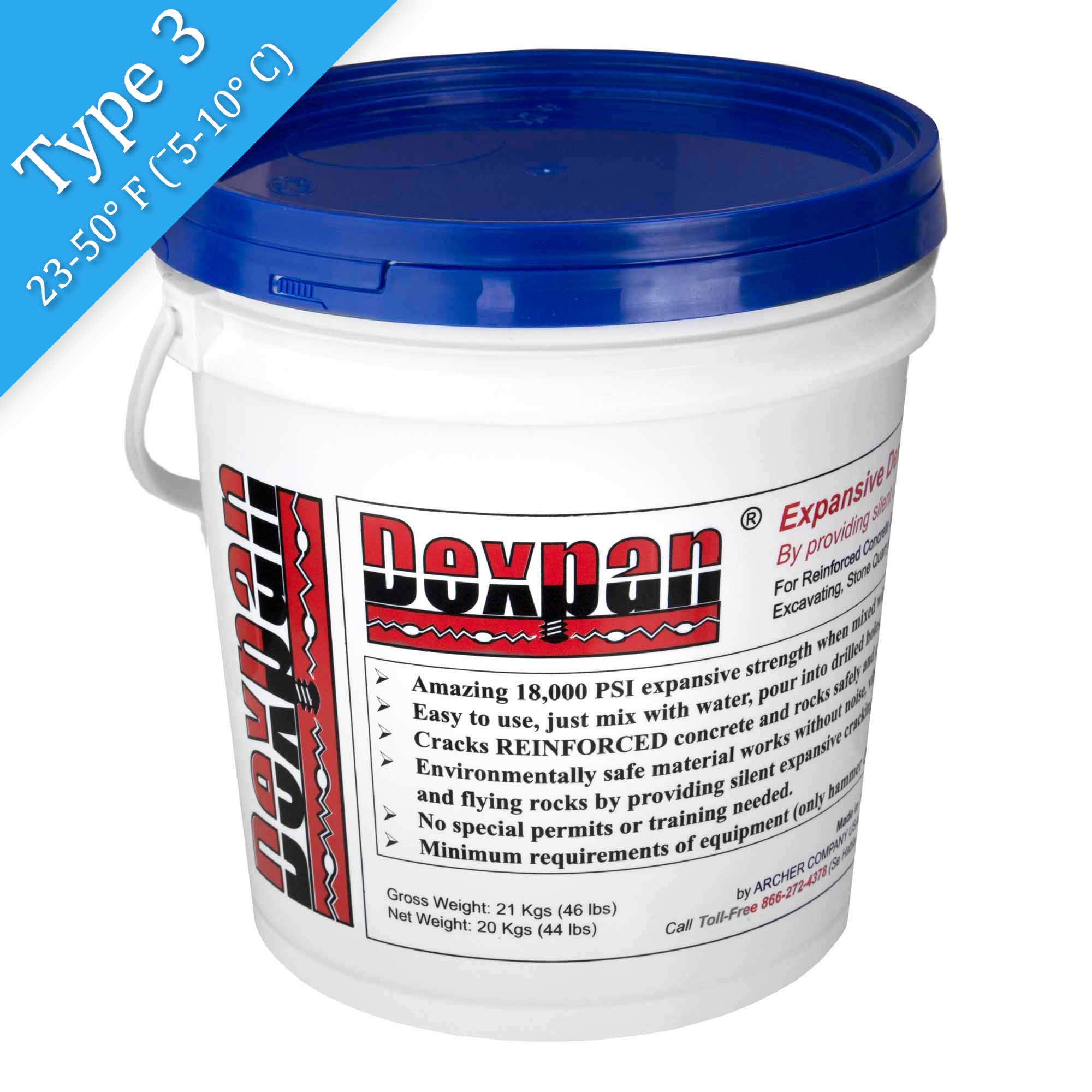Expansive Demolition Grout 44 Lb Bucket - Non-Explosive Concrete Cracking Agent for Rock Breaking, Excavation & Demolition | Alternative to Jackhammers, Concrete Saws & Rock Drills | Perfect for Construction, Mining & Trenching Projects (DEXPAN44BKT3)