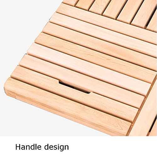 Premium Waterproof Wooden Bath Mat - Non-Slip Shower Floor Mat for Bathroom & Outdoor Use - 60x60cm Natural Wood Bathroom Rug - Perfect for Spa, Poolside & Wet Areas