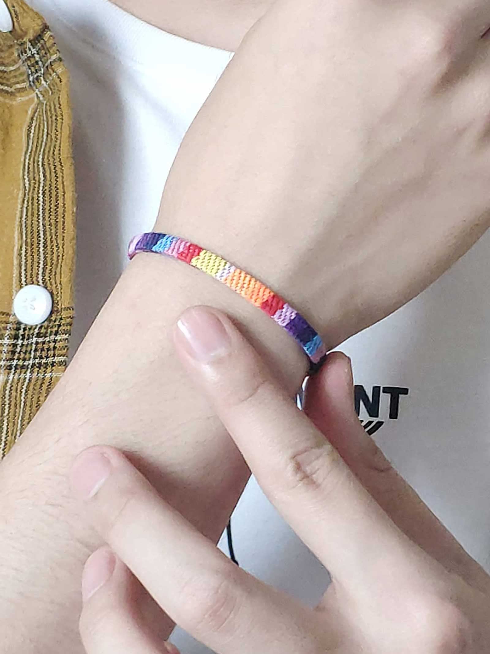 2-Pack Rainbow Pride Bracelets - Handmade LGBT String Bracelets for LGBTQ+ Support - Perfect for Pride Parades, Gifts & Everyday Wear