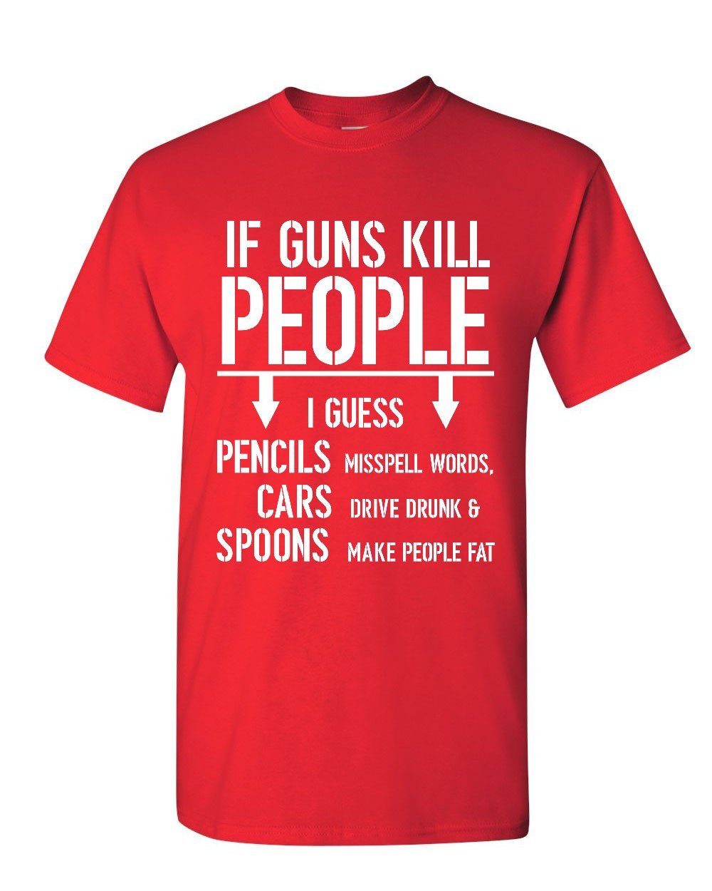 2nd Amendment Gun Rights Funny T-Shirt - If Guns Kill People Then Pencils Misspell Words - Men's Graphic Tee for Gun Enthusiasts & Political Humor