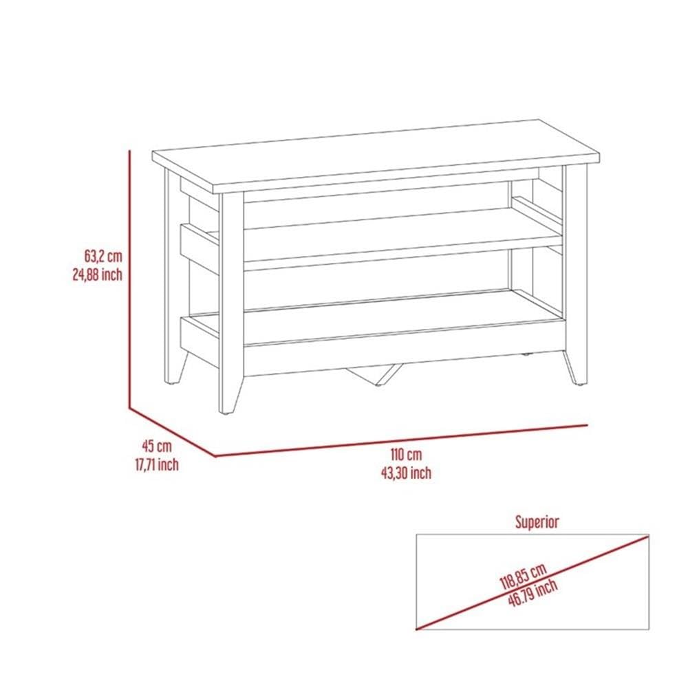 TUHOME Misuri Storage Bench - Black Engineered Wood Entryway Bench with Seat & Storage for Living Room, Bedroom, or Hallway