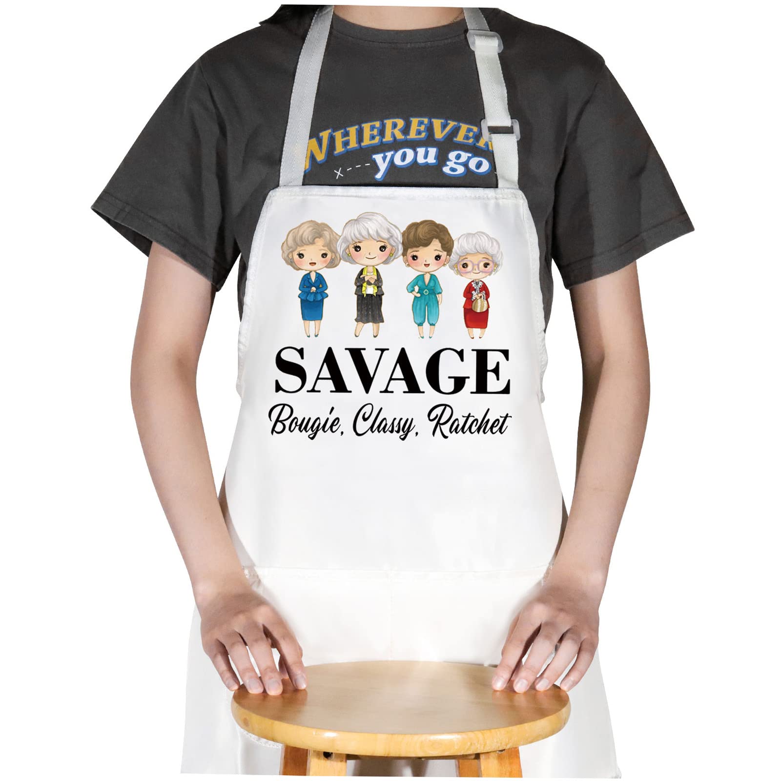 Golden TV Show Apron - Rose Blanche Dorothy Sophia Inspired Fan Gift for Cooking, Baking & BBQ - Perfect for Fans, Home Chefs & Entertaining