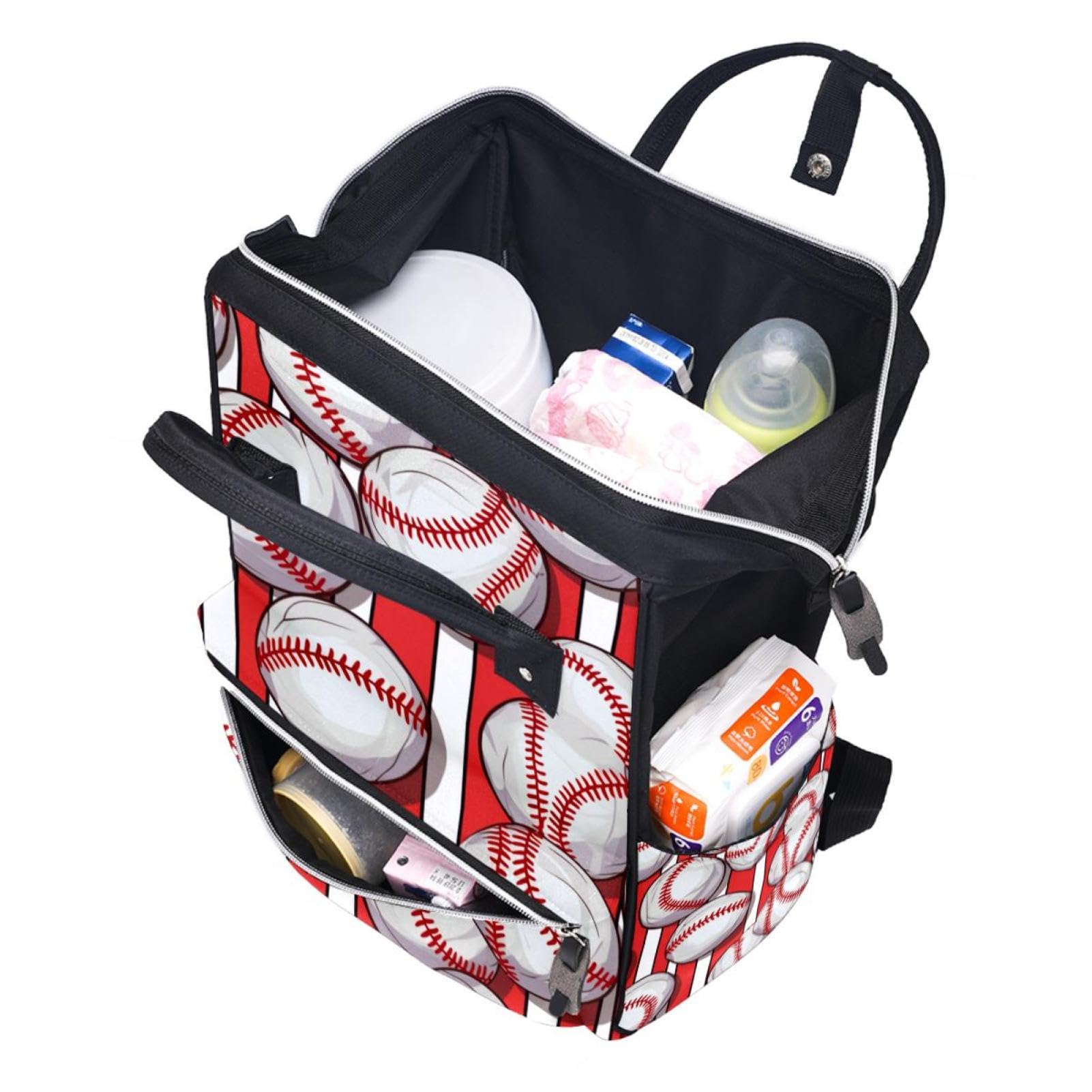 Stylish Travel Backpack for Women & Men - Baseball Red Stripes Design, Durable Carry-On Backpack for Commuting, School & Outdoor Adventures