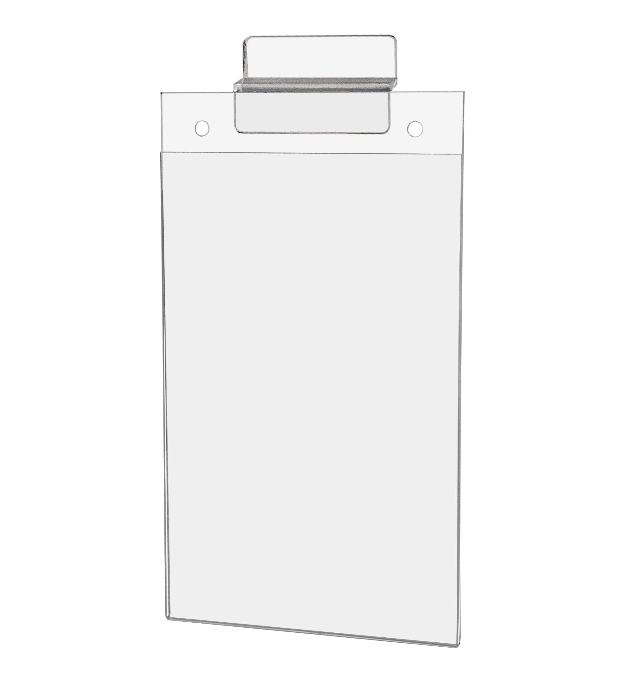 10 Pack Clear Acrylic Slatwall Sign Holders for 5.5x8.5