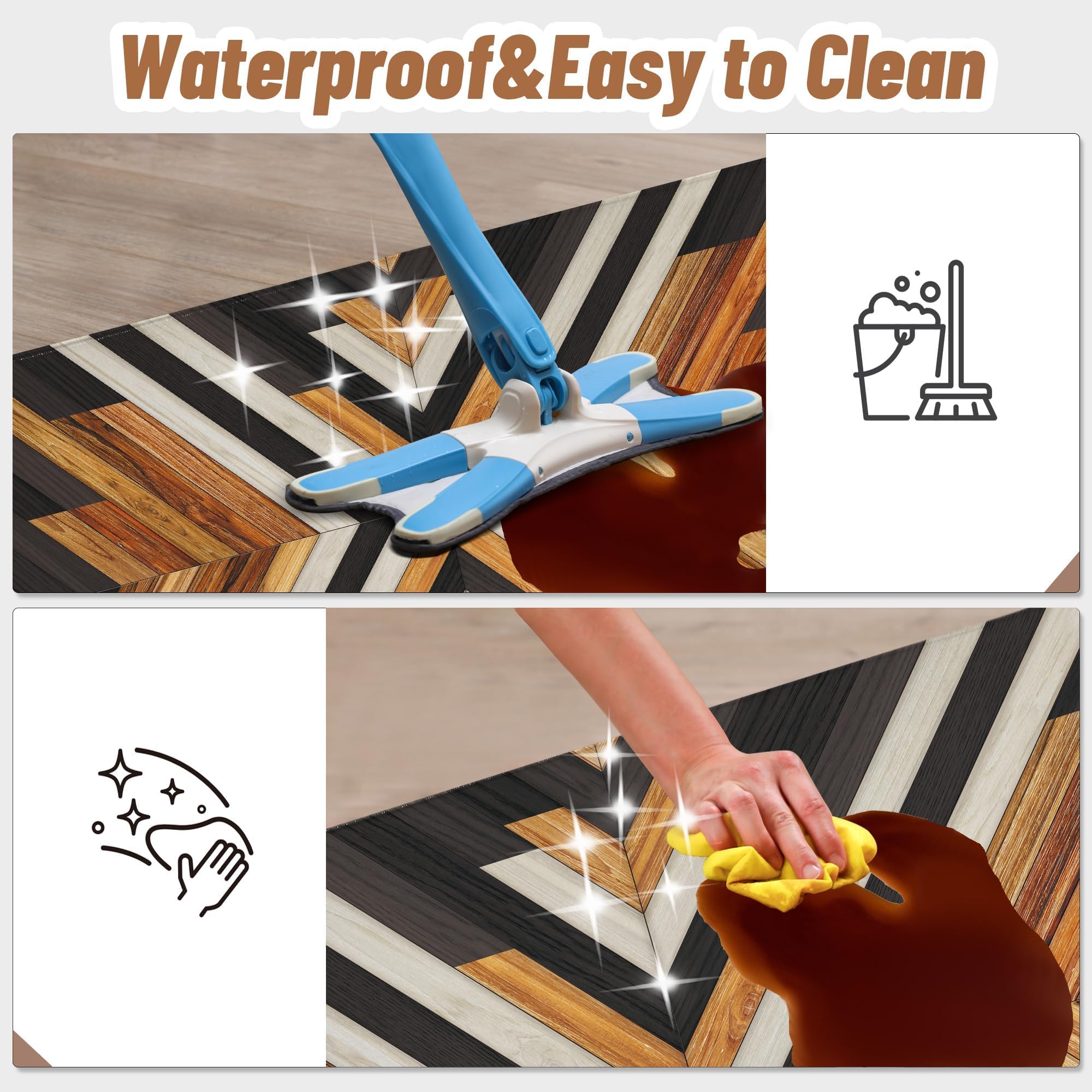 Western Aztec Kitchen Rugs Set of 2 - Anti-Fatigue Cushioned Boho Floor Mats, Non-Slip Waterproof Farmhouse Style Rugs for Kitchen & Laundry - Perfect for Sink Areas, Standing Comfort & Rustic Decor