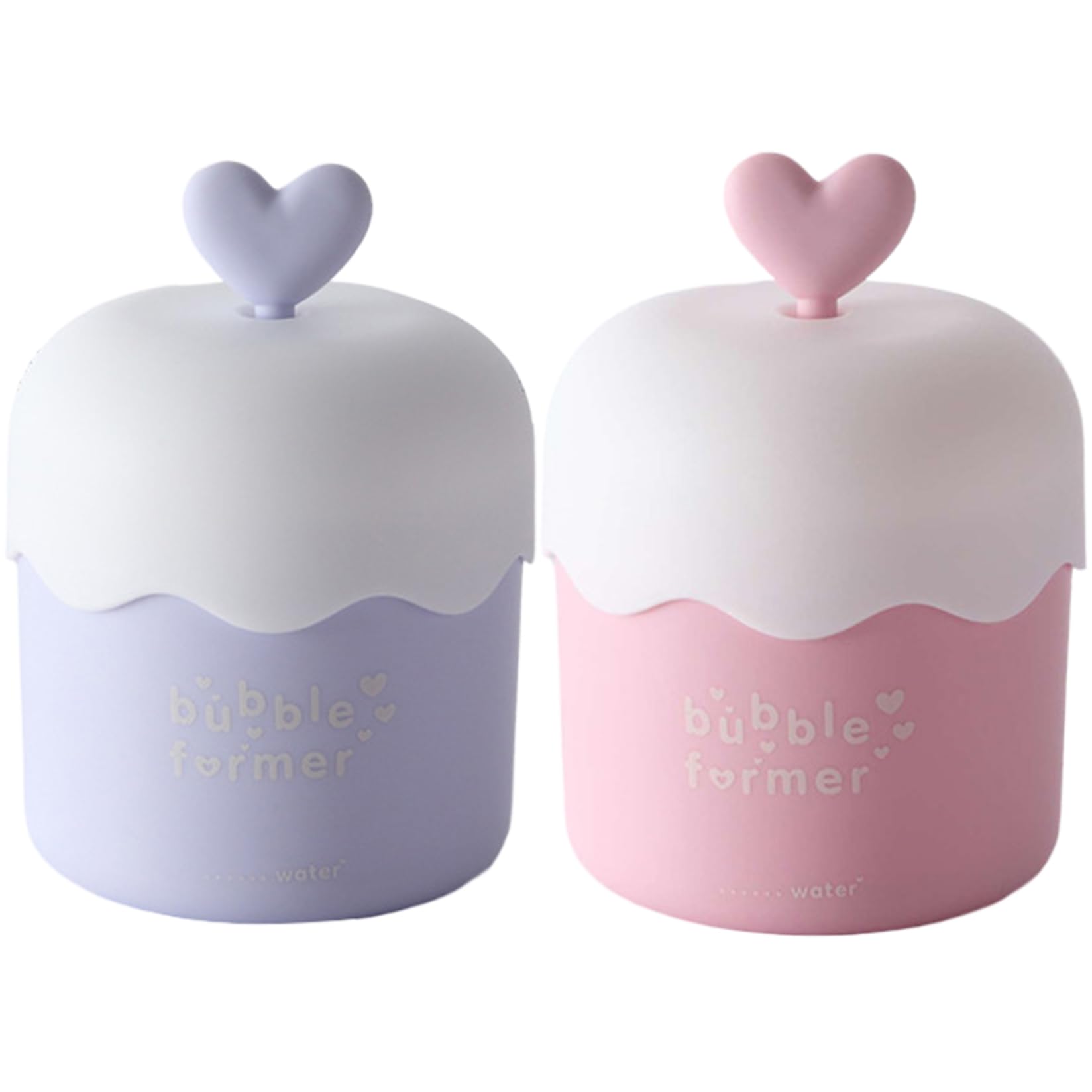2Pcs Heart Design Foamers for Face Wash - Fast Foaming Portable Bubble Cleanser Foamer, PP Skincare Foam Maker for Home & Travel - Perfect for Gentle Daily Cleansing & On-the-Go Skincare Routine