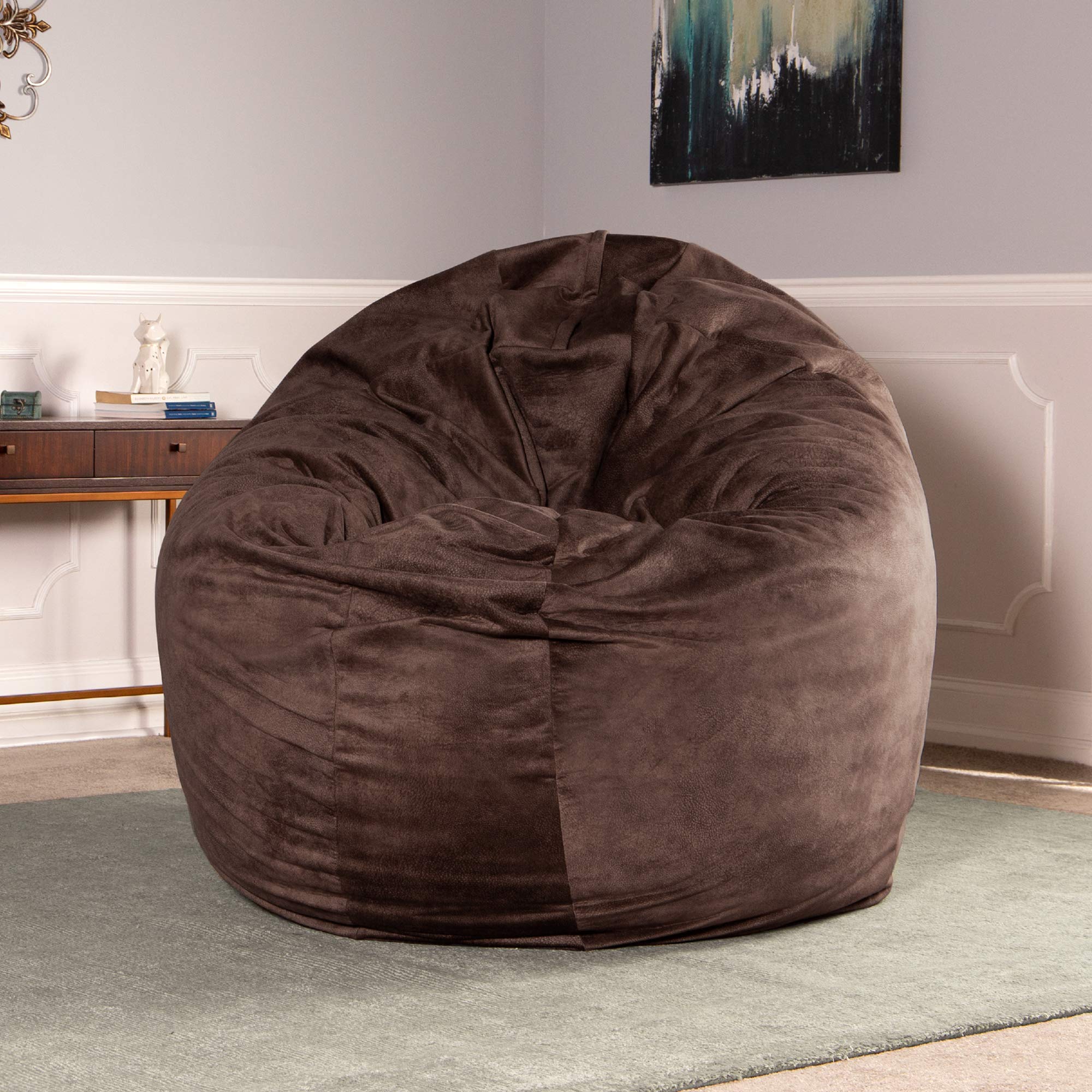 Jaxx 6 Foot Cocoon - Premium Giant Bean Bag Chair for Adults - Ultra Soft Padded Microvelvet - Chestnut Brown - Perfect for Living Room, Bedroom, Game Room & Relaxation