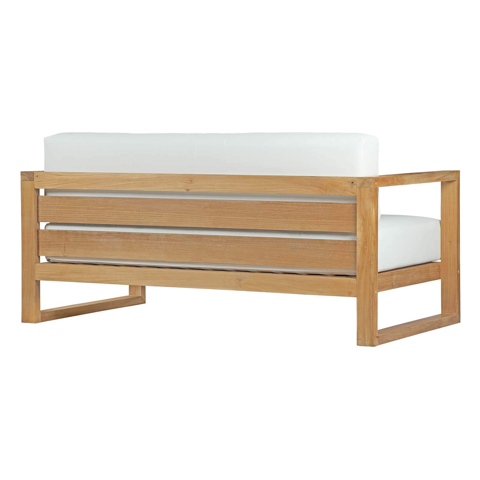 Modern Outdoor Patio Furniture Set - Wooden Lounge Chair, Sofa & Table - White Natural Finish - Perfect for Balcony, Garden, Poolside & Backyard Relaxation