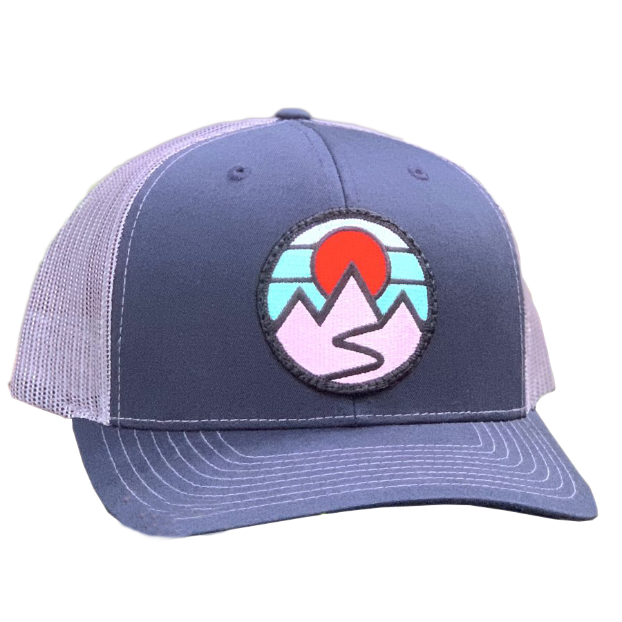 Men's Vintage Curved Brim Trucker Hat with Mountain Design - Perfect for Hiking, Camping & Outdoor Adventures