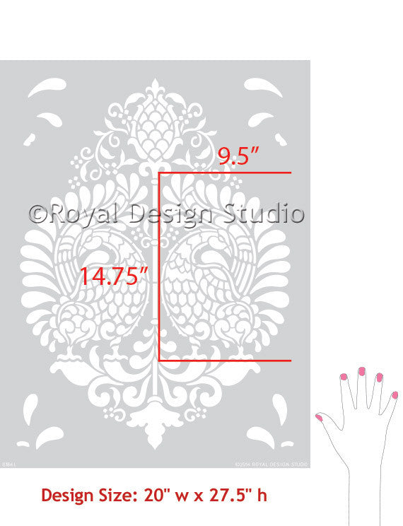 Annapakshi Indian Damask Wall Stencil - Reusable DIY Painting Template for Home Decor, Mandala Art, and Wall Murals | Perfect for Bedroom, Living Room, and Nursery Decoration