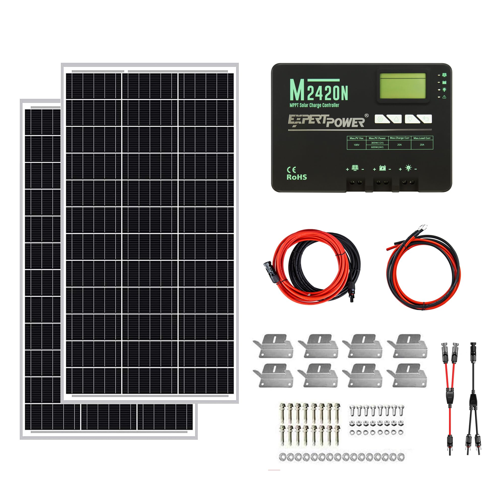 200W 12V Solar Panel Kit with MPPT Charge Controller | ExpertPower 200W Monocrystalline Solar Panel & 20A Regulator | Perfect for RV, Camper, Boat, Off-Grid Cabins & Solar Projects | Renewable Energy Solution for Outdoor Adventures & Emergency Power Backup