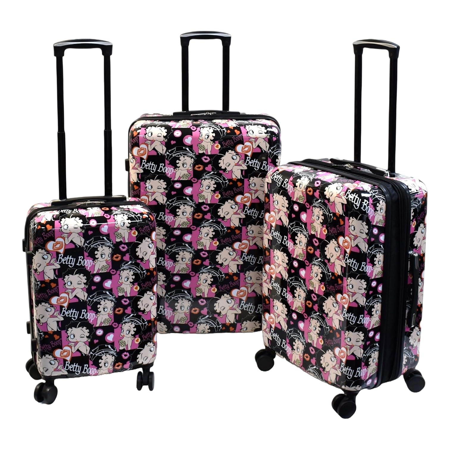 Betty Boop Themed Hard Shell Luggage Set - 3-Piece Carry-On, Medium & Large Suitcases with Spinner Wheels, Expandable Design & TSA Lock - Stylish Travel Luggage for Women, Perfect for Air Travel, Vacations & Business Trips (#CT1)