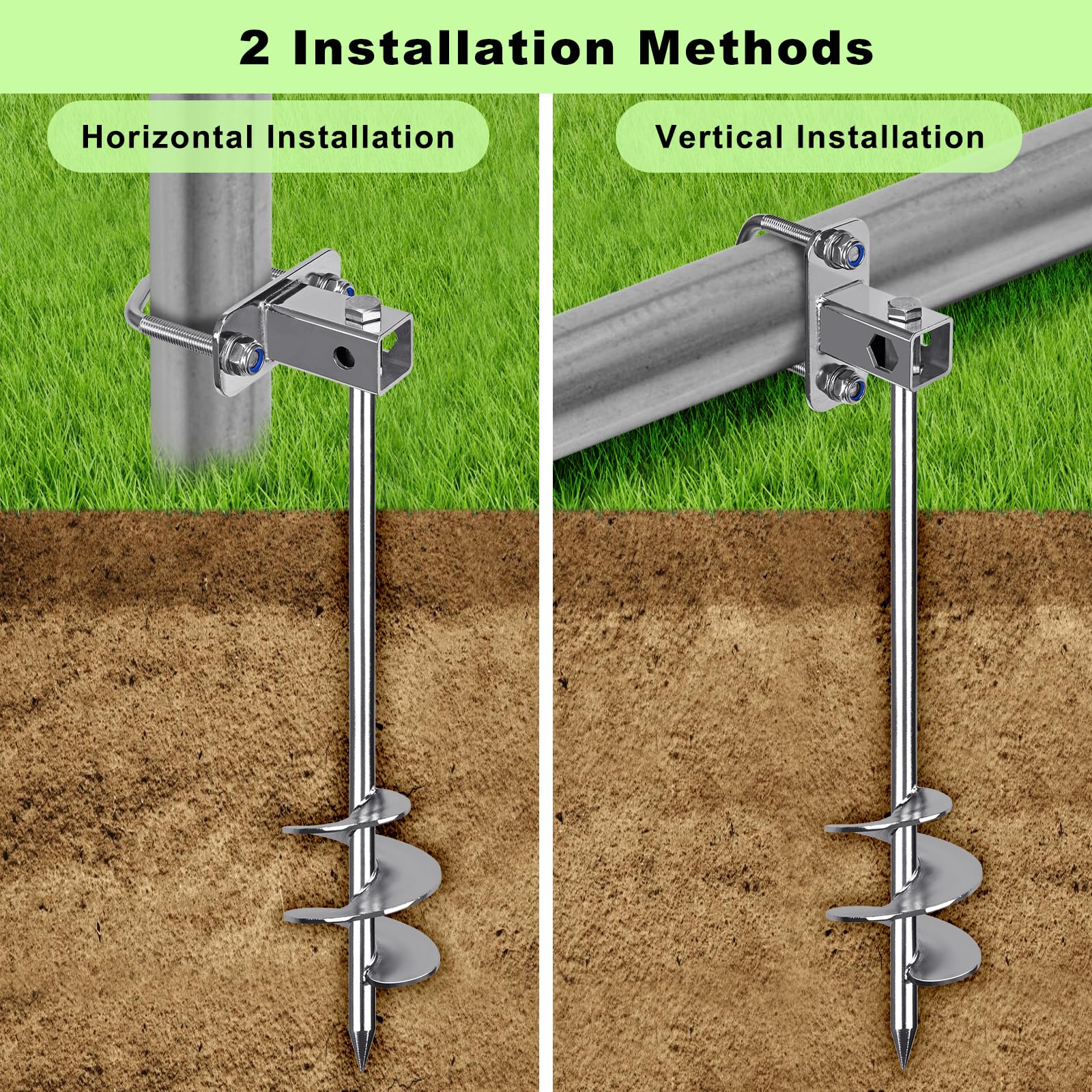 Heavy Duty Multi-Purpose Screw-in Ground Anchors - Fully Welded Trampoline Anchors & Mobile Home Anchors - Earth Anchors for Shed, Swing Set, Carport, Animal Fencing - Perfect for Outdoor Security & Stabilization in Yards, Gardens & Camping Areas