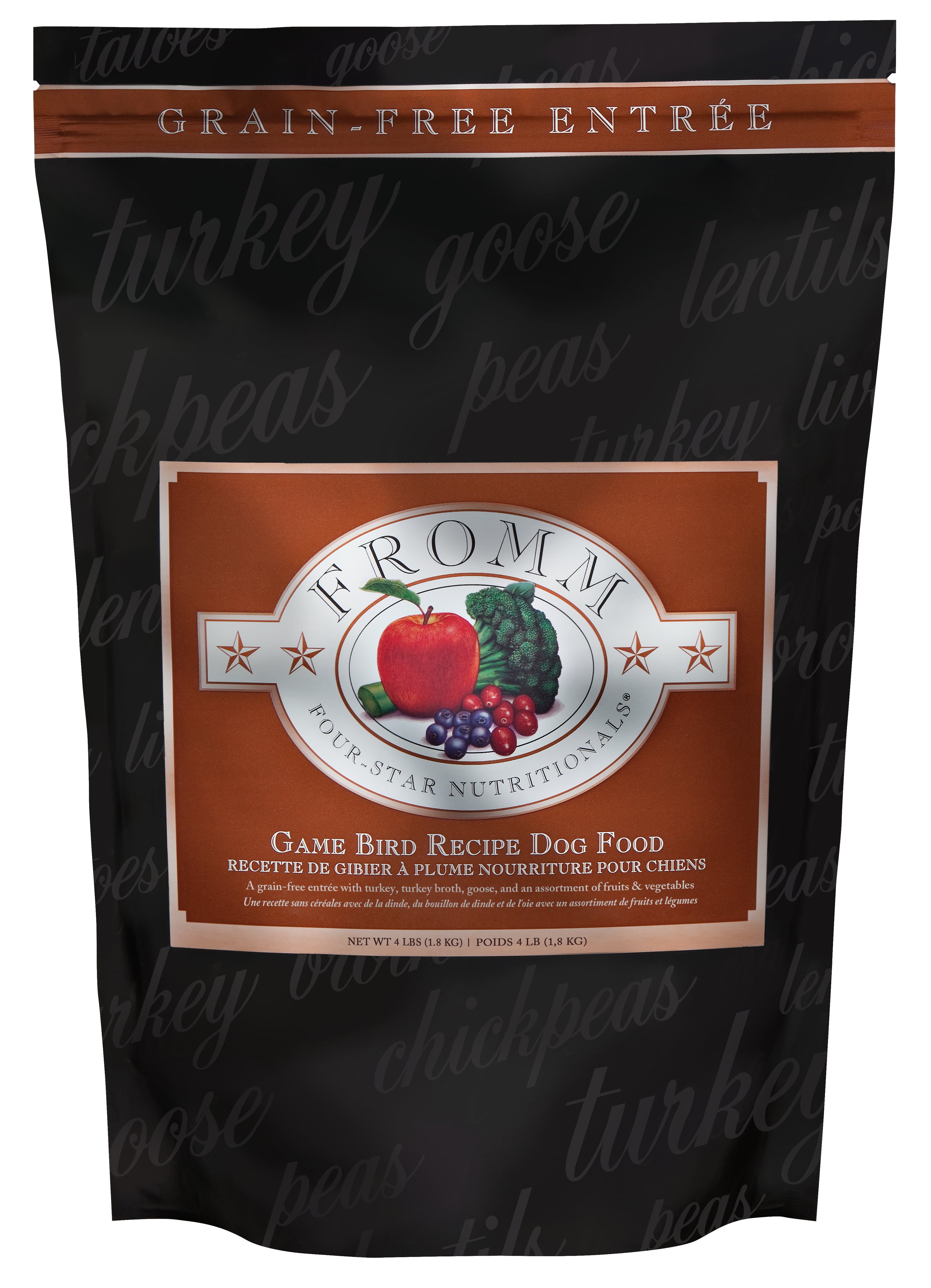 Fromm Four Star Grain Free Dry Dog Food - Game Bird Recipe - High Protein, Natural Ingredients for Adult Dogs - Perfect for Active Pets & Outdoor Adventures