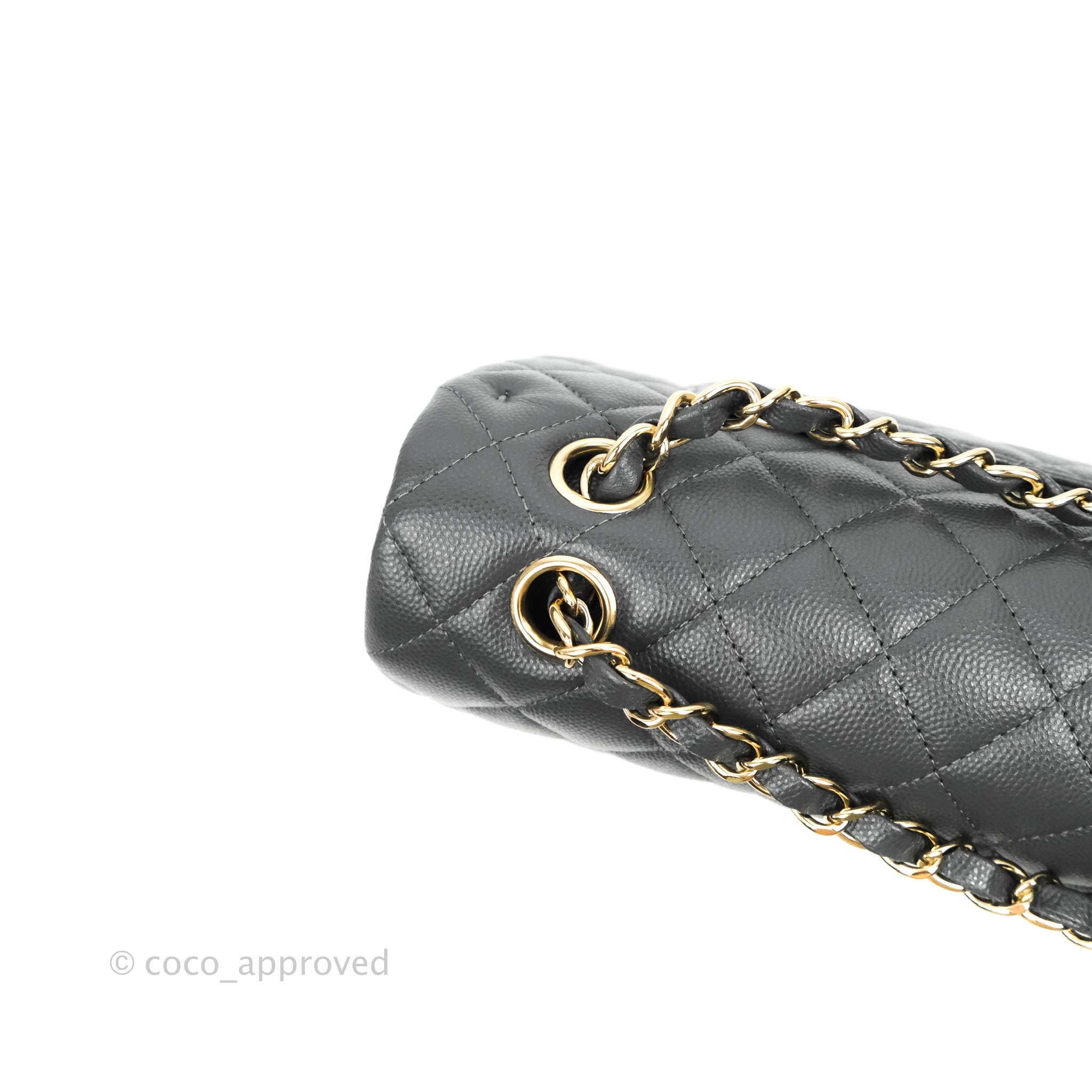 Chanel Classic M/L Medium Double Flap Bag in Dark Grey Caviar Leather with Gold Hardware - Luxury Handbag for Women, Perfect for Work, Evening Events & Special Occasions