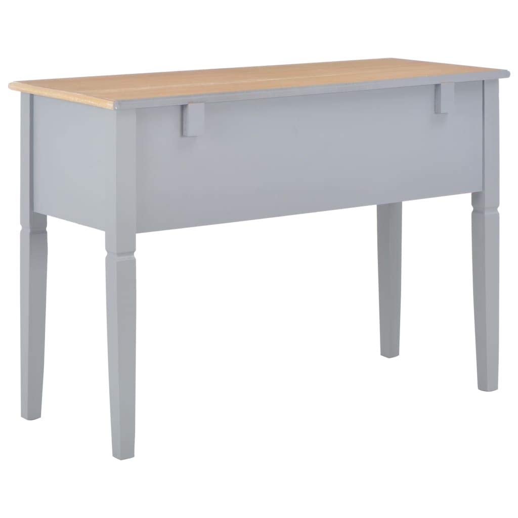 Gray Wooden Writing Desk with Storage Drawers - Solid MDF & Pinewood Construction, Spacious Work Surface for Home Office, Study or Dorm Room - Classic Timeless Design for Work, Study & Creative Projects