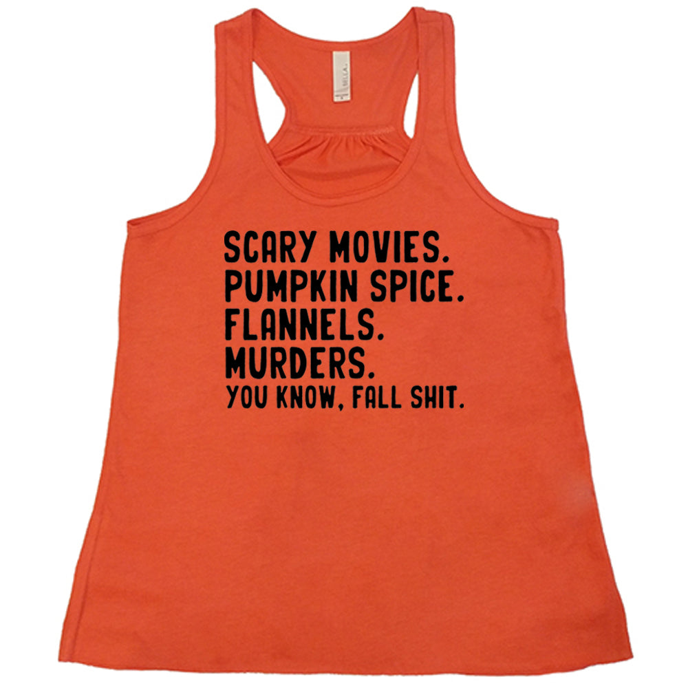 Spooky Halloween Shirt - Scary Movies, Pumpkin Spice & Flannels Design - Funny Autumn Graphic Tee for Fall Parties, Pumpkin Picking & Cozy Seasonal Outfits