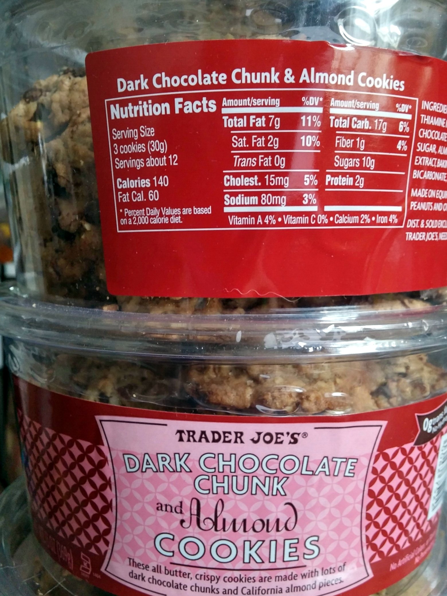 Trader Joe's Dark Chocolate Chunk & Almond Cookies - 2 Pack | Premium Gourmet Cookies for Gifting, Snacking & Dessert | Perfect for Parties, Office Treats & Holiday Gifts