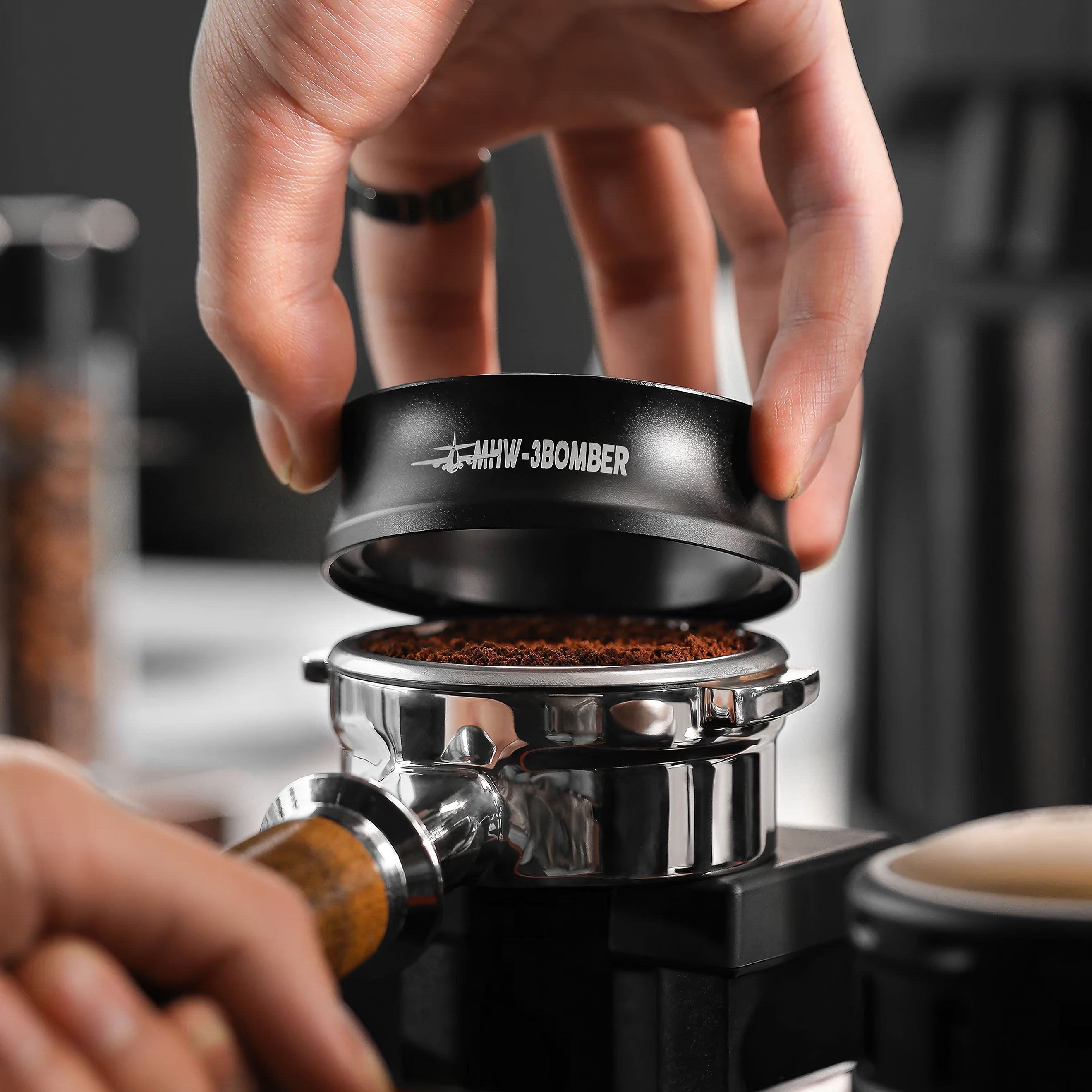 Premium Espresso Magnetic Coffee Dosing Funnel by MHW 3BOMBER - Perfect for Barista-Grade Coffee Grounds Distribution - Ideal for Home & Professional Espresso Machines