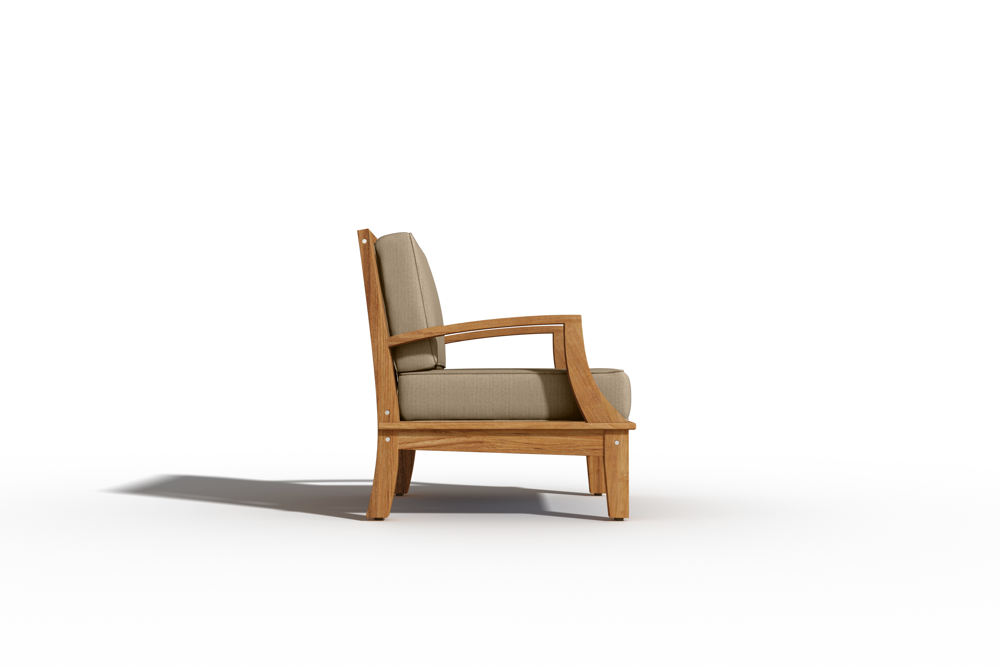 Premium Eliane Teak Outdoor Club Chair with Sunbrella Fawn Cushion - Weather-Resistant Patio Furniture for Garden, Poolside & Deck Relaxation
