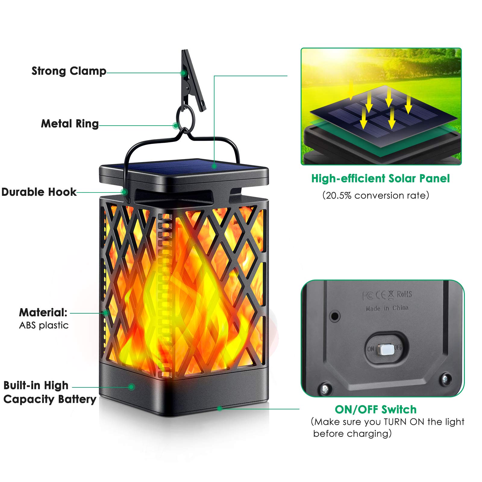 TomCare Solar Torch Lights Outdoor - Waterproof Flickering Flame Solar Lights for Garden, Patio, Yard - Decorative Landscape Lighting for Pathways, Poolside & Backyard Ambiance