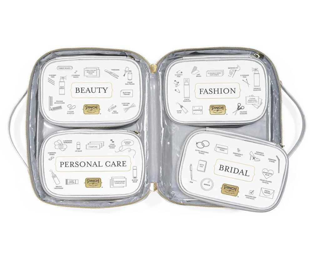 Pinch Provisions Wedding Emergency Kit – Bridetastic Deluxe 101 Essentials for Beauty, Fashion & Personal Care | Bridal Silver Tote Bag | Perfect for Bridal Showers, Bachelorette Parties & Wedding Day Emergencies