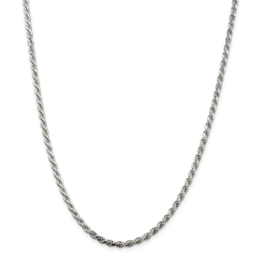 925 Sterling Silver 3mm Diamond-Cut Rope Chain Necklace for Women & Men - Lobster Clasp Secure Closure - Perfect for Layering, Gifts & Everyday Wear