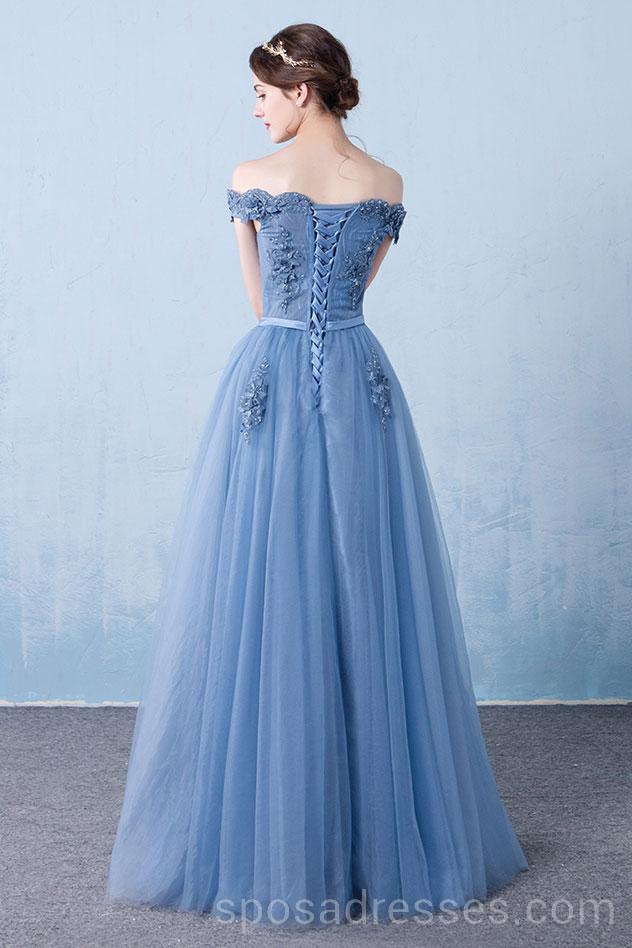 Elegant Off Shoulder Dusty Blue Long Evening Prom Dress – Custom Made for Parties & Special Occasions – Perfect for Prom, Homecoming & Formal Events – Style #18591