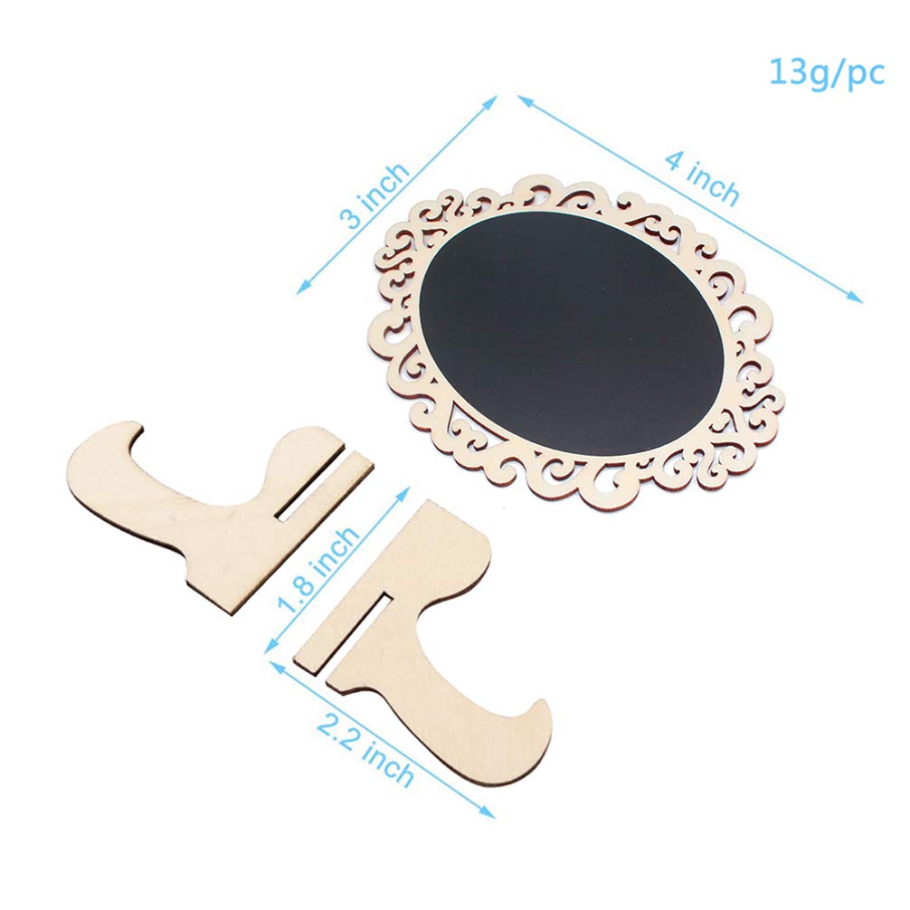 20pcs Mini Wooden Chalkboard Signs - Oval Blackboard Wedding Decor, Table Numbers, Place Cards - Perfect for Rustic Weddings, Baby Showers & DIY Craft Projects