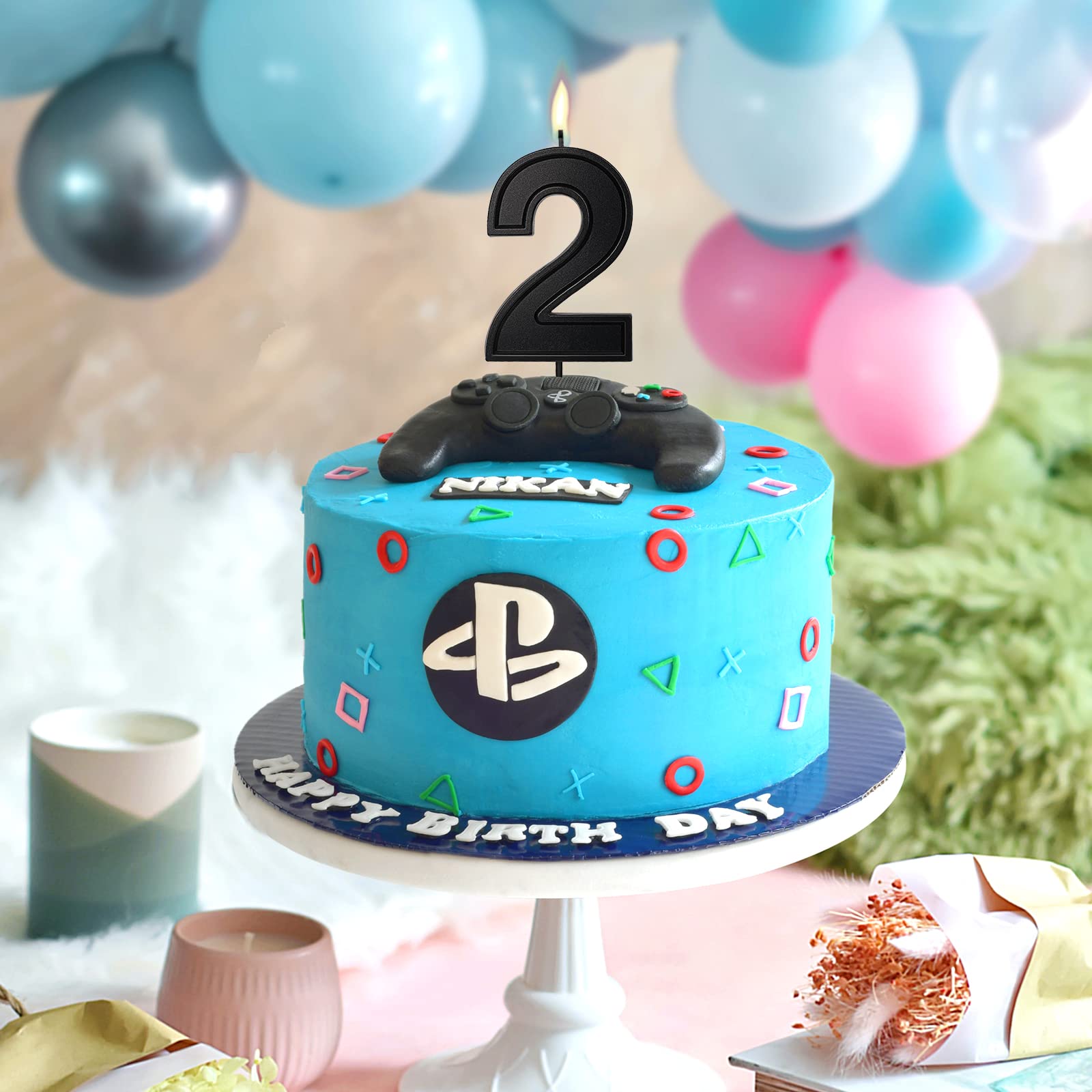 LUTER 3.94 Inch Black Number Birthday Candles - Set of 1 (Number 2) for Wedding, Party, Kids & Adult Celebrations - Perfect for Cakes, Cupcakes & Dessert Decorations