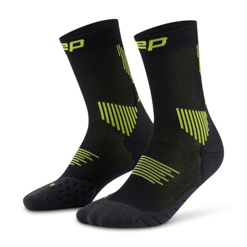 CEP Men's Running Socks Mid Cut 5.0 - Black/Lime - Performance Compression Socks for Running, Hiking & Sports - Improves Circulation & Reduces Muscle Fatigue