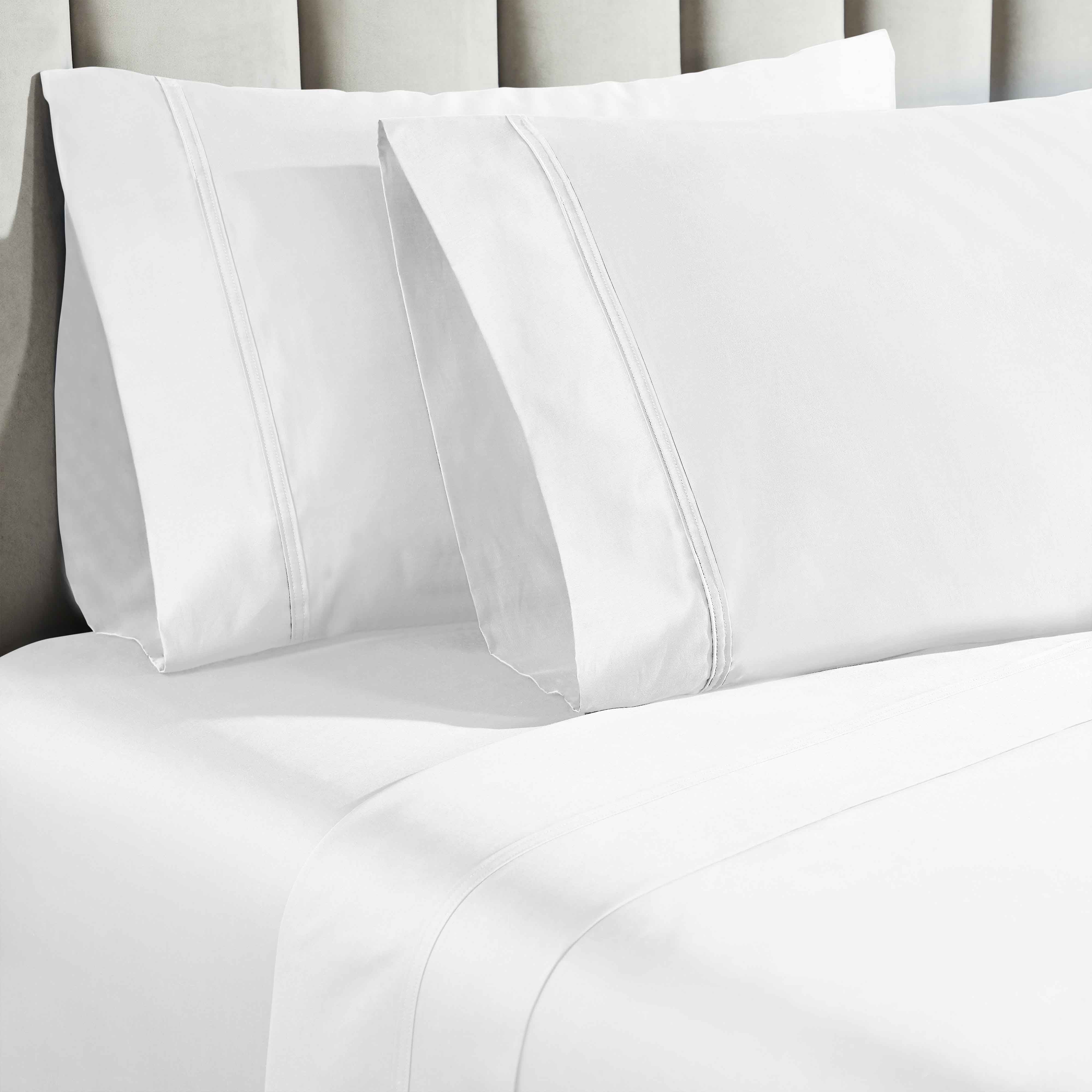 Premium 850 Thread Count 100% Cotton Solid Pillowcase Set of 2 - Ultra Soft & Breathable Bedding for Side Sleepers, Hotel Luxury Home Decor (White, Standard Size) - Perfect for Master Bedrooms, Guest Rooms & Airbnb Stays