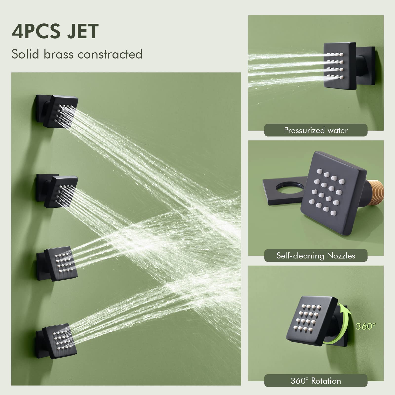 Premium Matte Black Shower System with 10 Inch Rain Shower Head, Handheld Spray & Body Jets - 3 Way Ceiling Mount Shower Faucet Set with Pressure Balanced Valve for Luxurious Spa Experience at Home