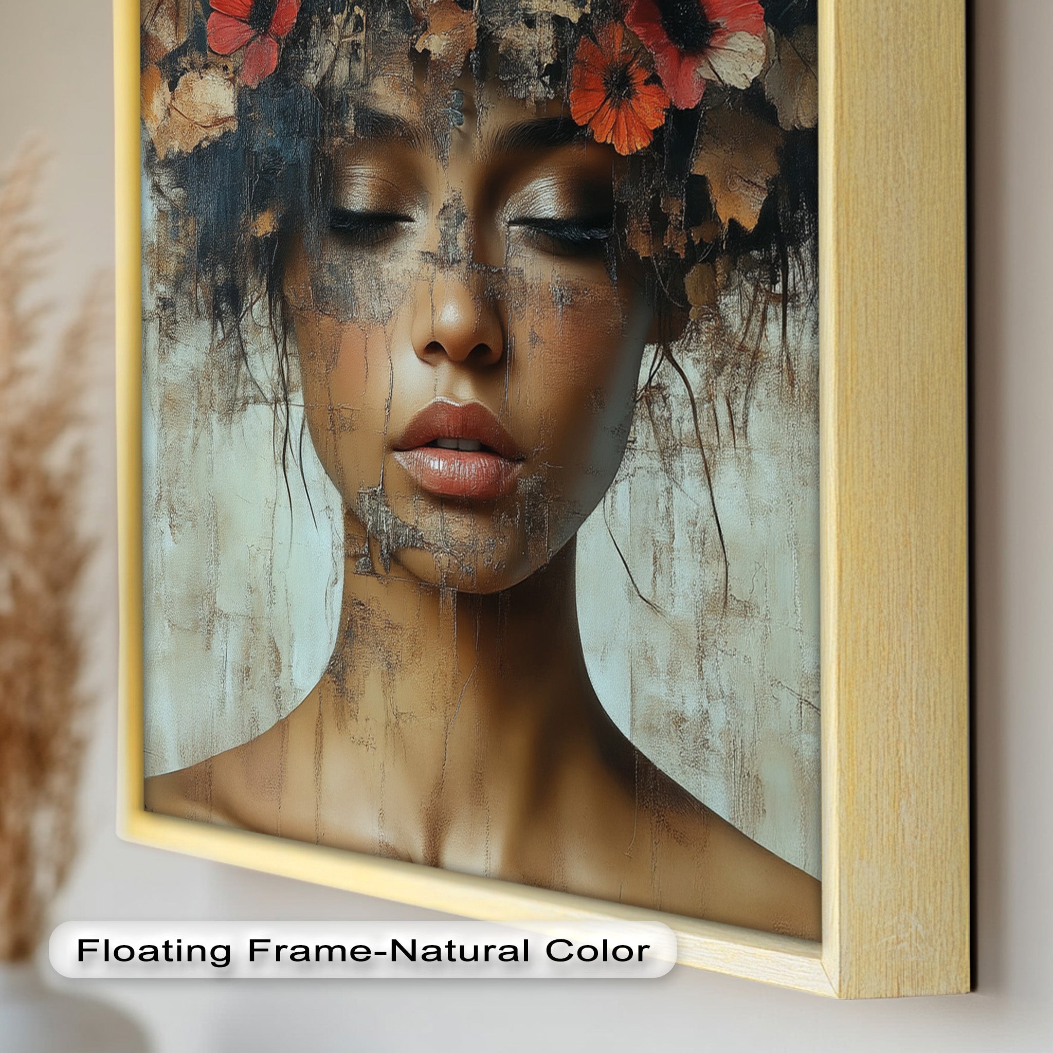 Ethereal Boho Flower Oil Painting - Autumn Reverie Wall Art for Home Decor, Living Room, Bedroom & Office | Handmade Canvas Artwork
