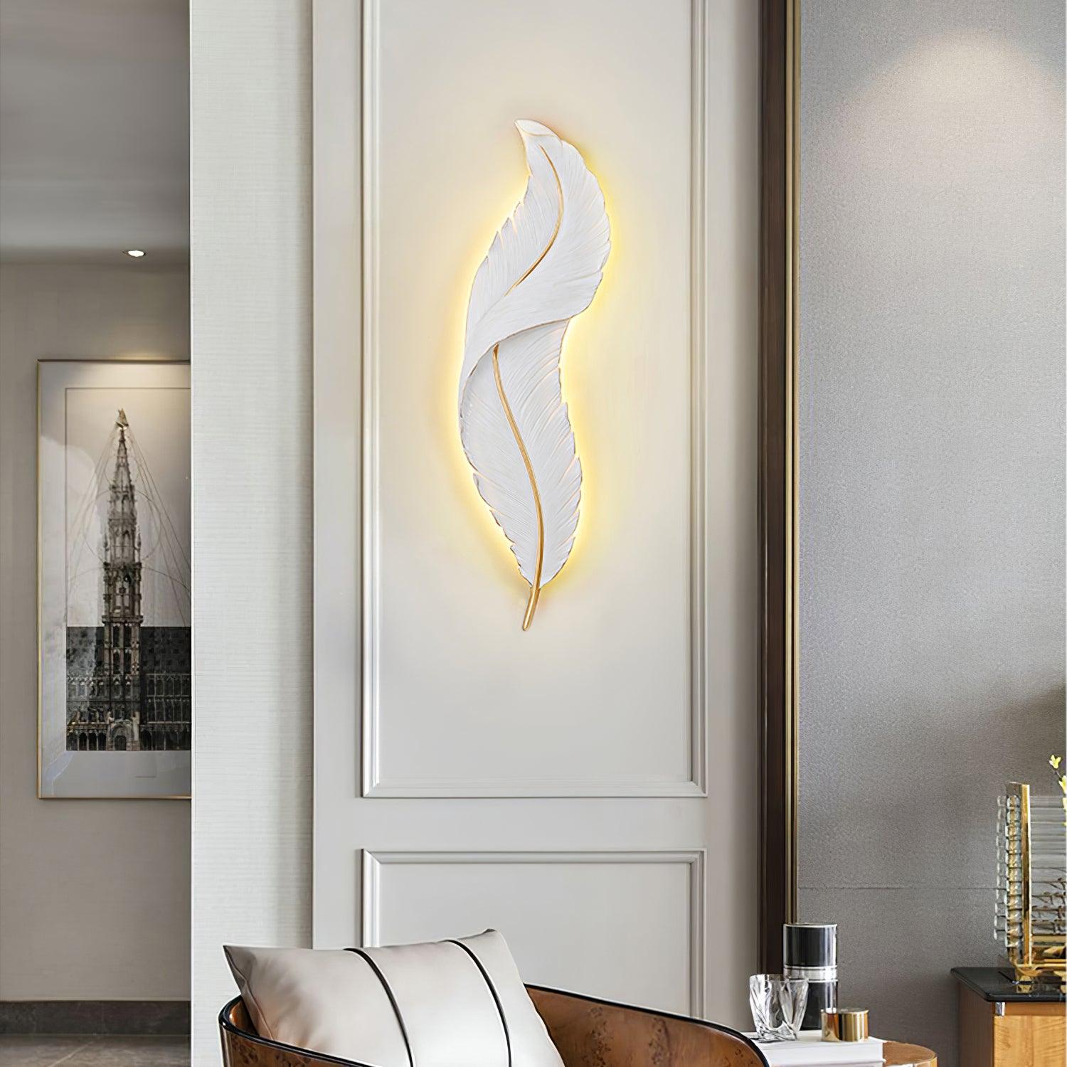 Feather Wall Lamp - Modern Boho Bedroom Lighting for Home Decor, Nursery & Living Room - Soft Ambient Light for Relaxation & Cozy Atmosphere