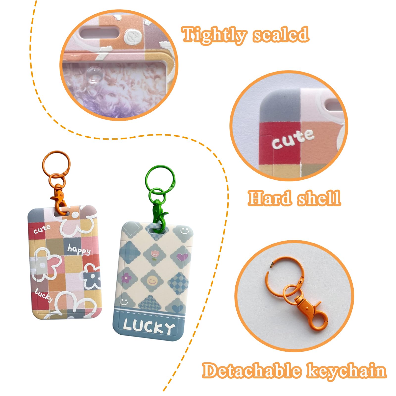 2 Pcs Kpop Photocard Holder Keychain - Cute Cartoon Photo Card Sleeve with Keyring for ID, Bank, Credit & Bus Cards - Perfect for Kpop Fans, Students & Collectors (Ideal for Concerts, School & Travel)